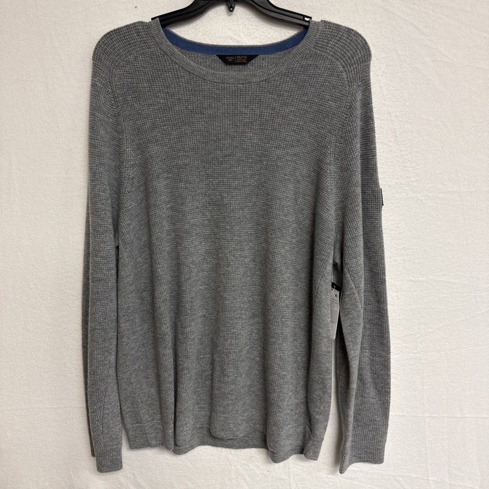 Rhone Walden Waffle Knit Sweater Men's XXL Light Gray Heather Wool Cashmere $178